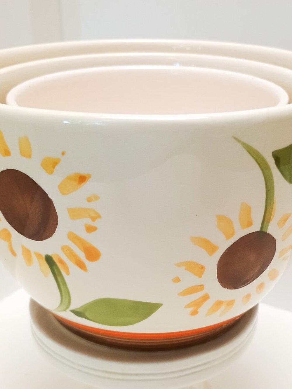 Nantucket Home Sunflower Nesting Mixing / Serving Bowl Set, 6" 5" & 4", Ceramic - Picture 2 of 7